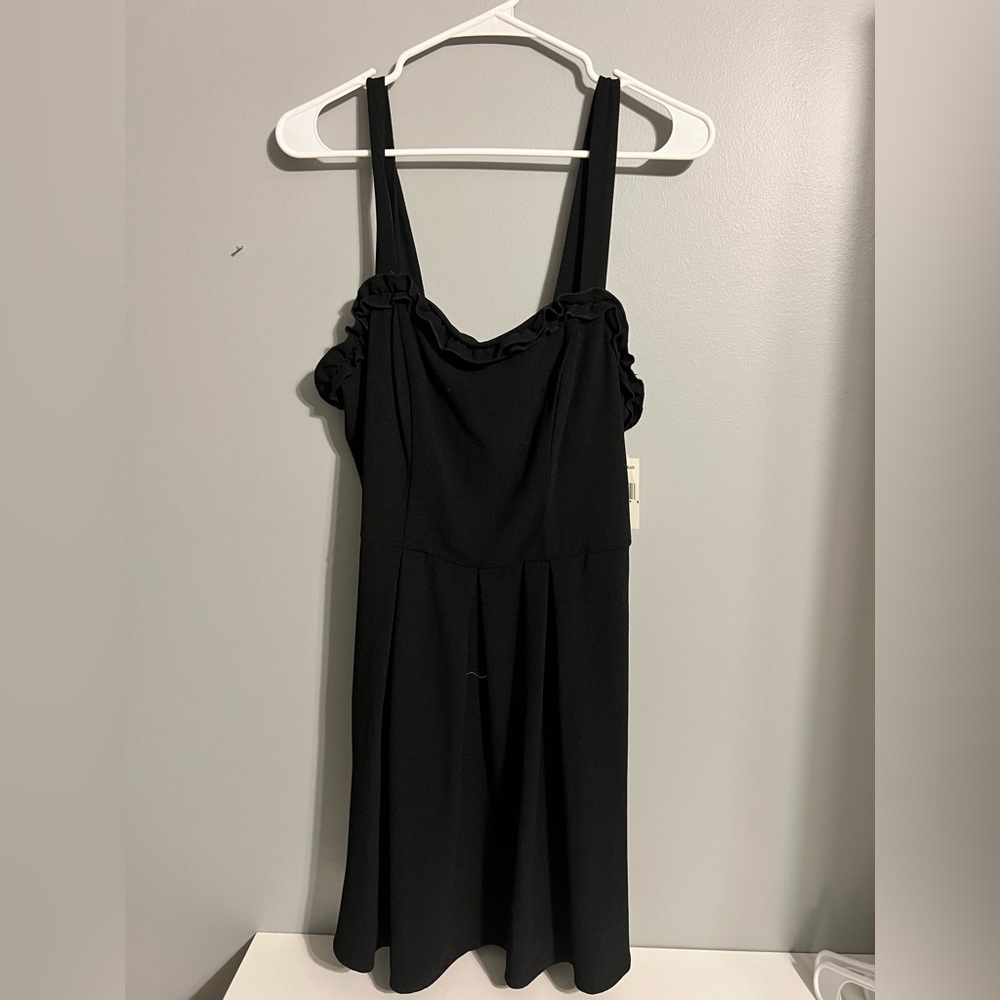 Speechless Black Dress with Ruffle Accent